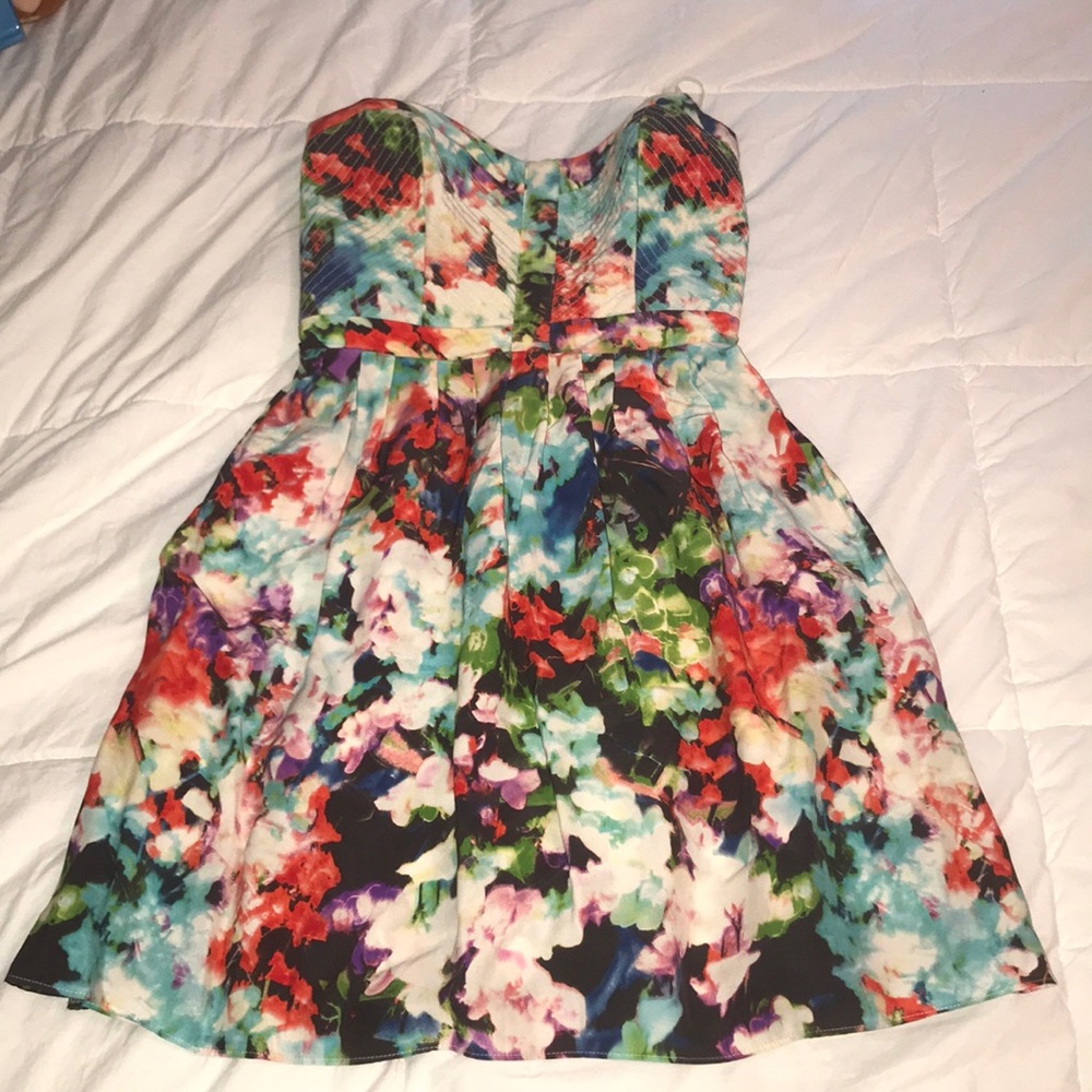 Parker silk mini strapless dress